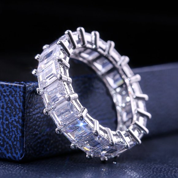 Eternal Finger 3A Luxury Cubic Zircon 925 Silver Plated Engagement Ring, L161 - Picture 5 of 5